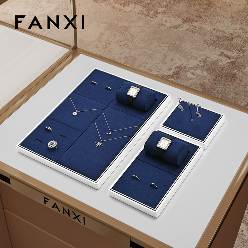 FANXI fashion Blue Microfiber Baking paint Jewelry Display