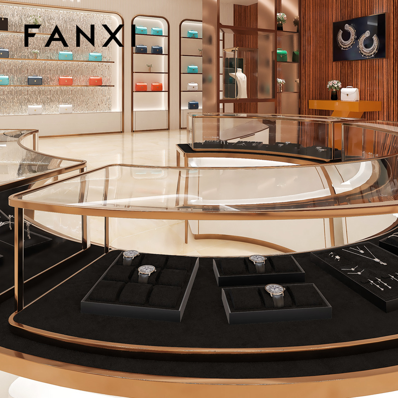 FANXI new arrival Black Microfiber metal watch display set