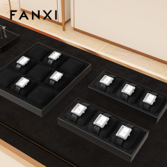 FANXI new arrival Black Microfiber metal watch display set