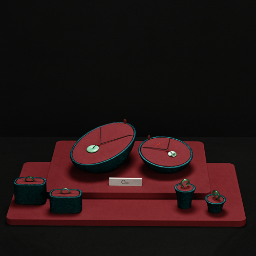 FANXI factory Red Microfiber and leather Jewelry display set