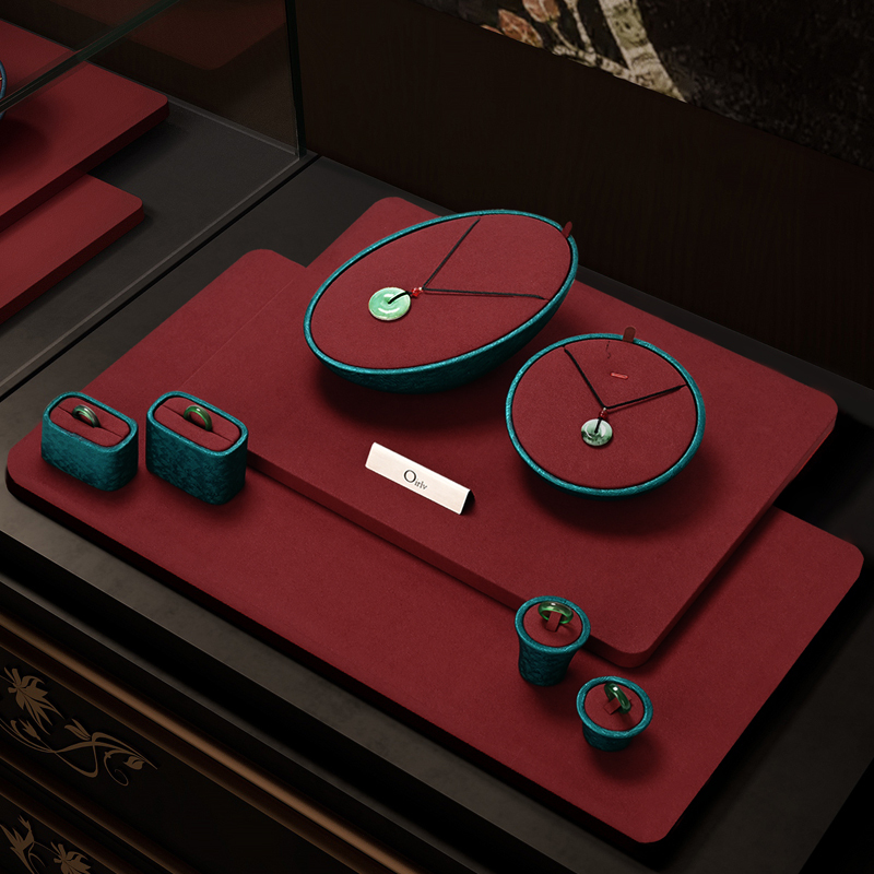 FANXI factory Red Microfiber and leather Jewelry display set