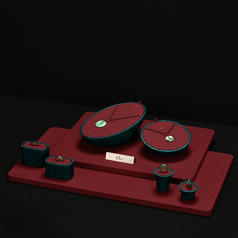 FANXI factory Red Microfiber and leather Jewelry display set