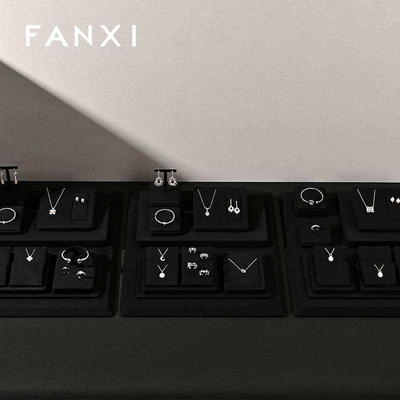 FANXI new arrival black Microfiber luxury jewellery display