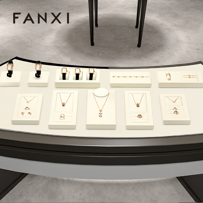 FANXI high quality Beige Microfiber necklace display