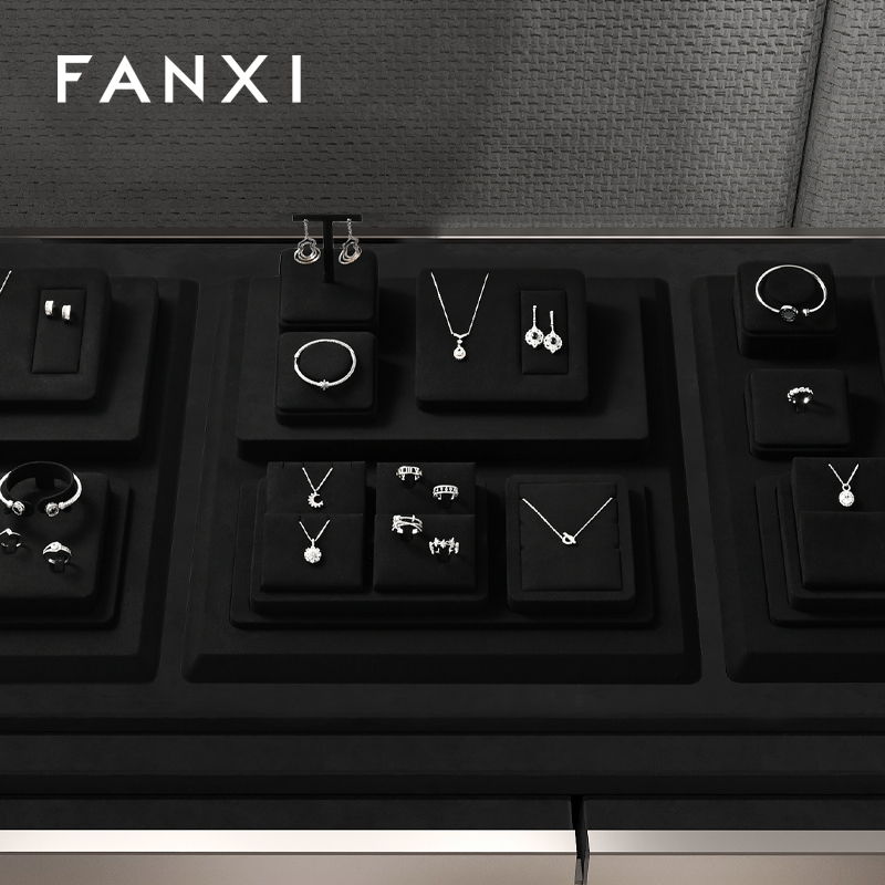 FANXI new arrival black Microfiber luxury jewellery display