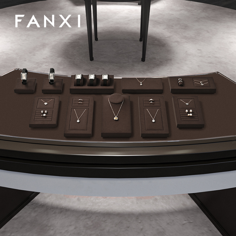 FANXI wholesale Coffee color Microfiber Jewelry display