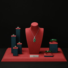 FANXI custom Green and Red Microfiber leather jewellery display