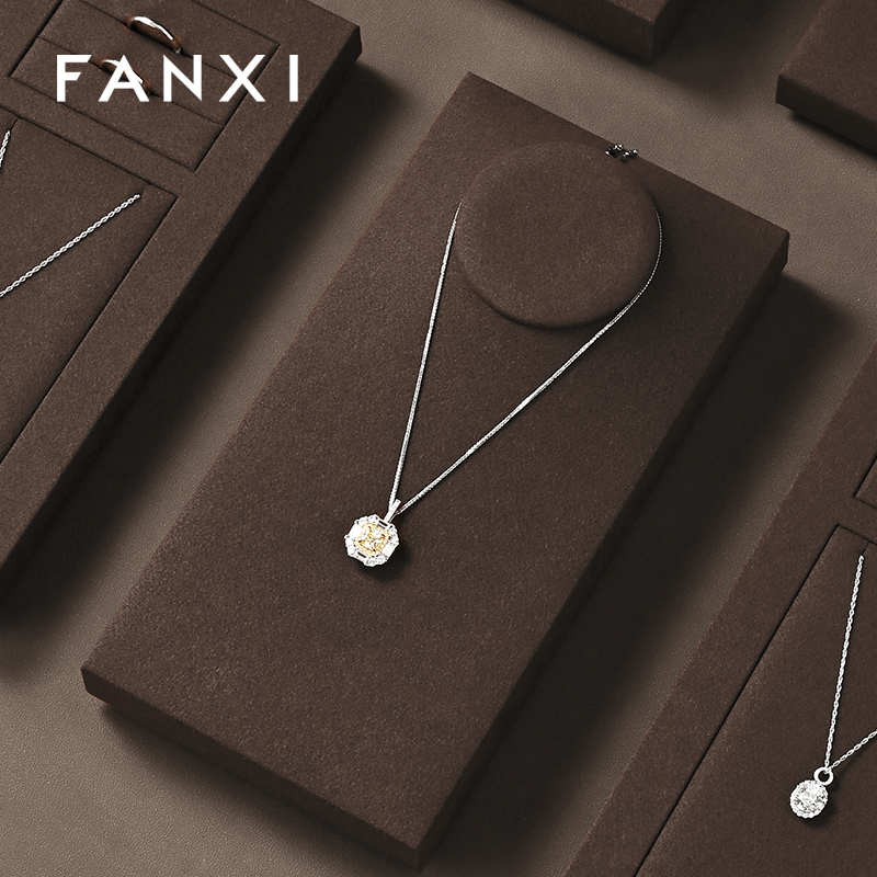 FANXI wholesale Coffee color Microfiber Jewelry display