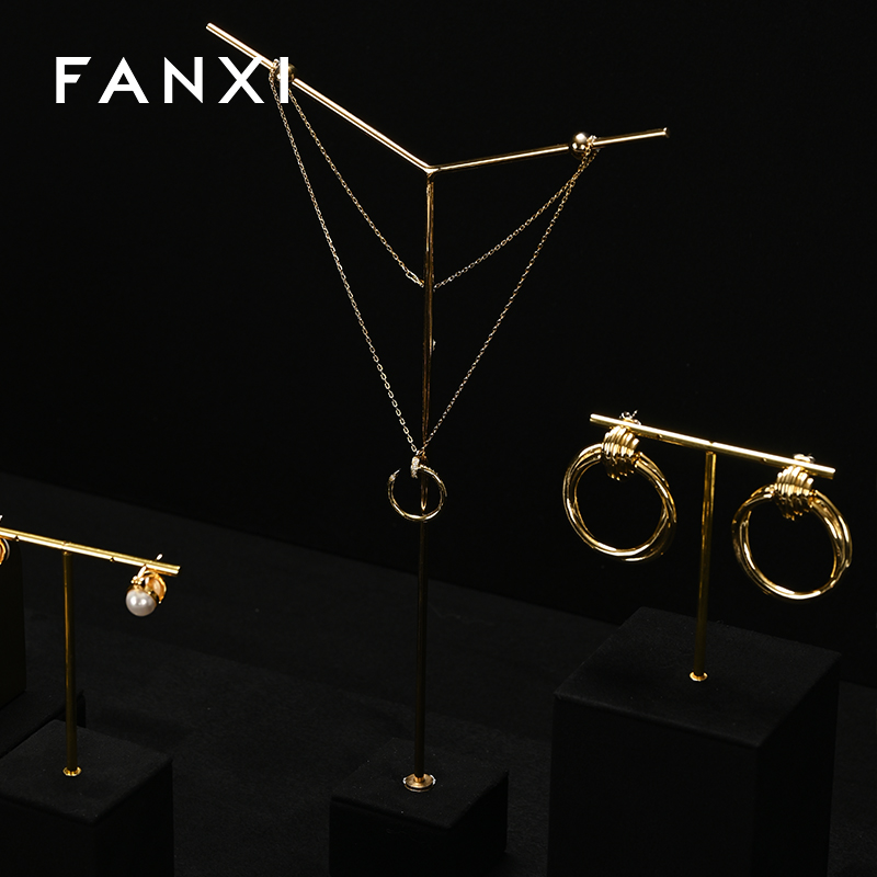 FANXI high end Black Microfiber jewelry display stand set