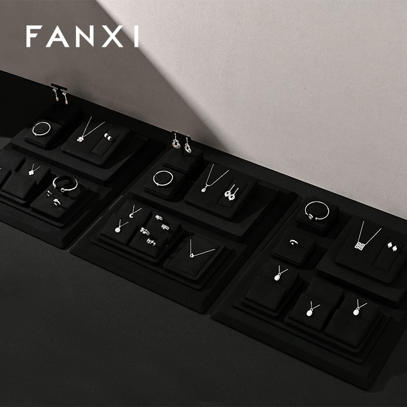 FANXI new arrival black Microfiber luxury jewellery display