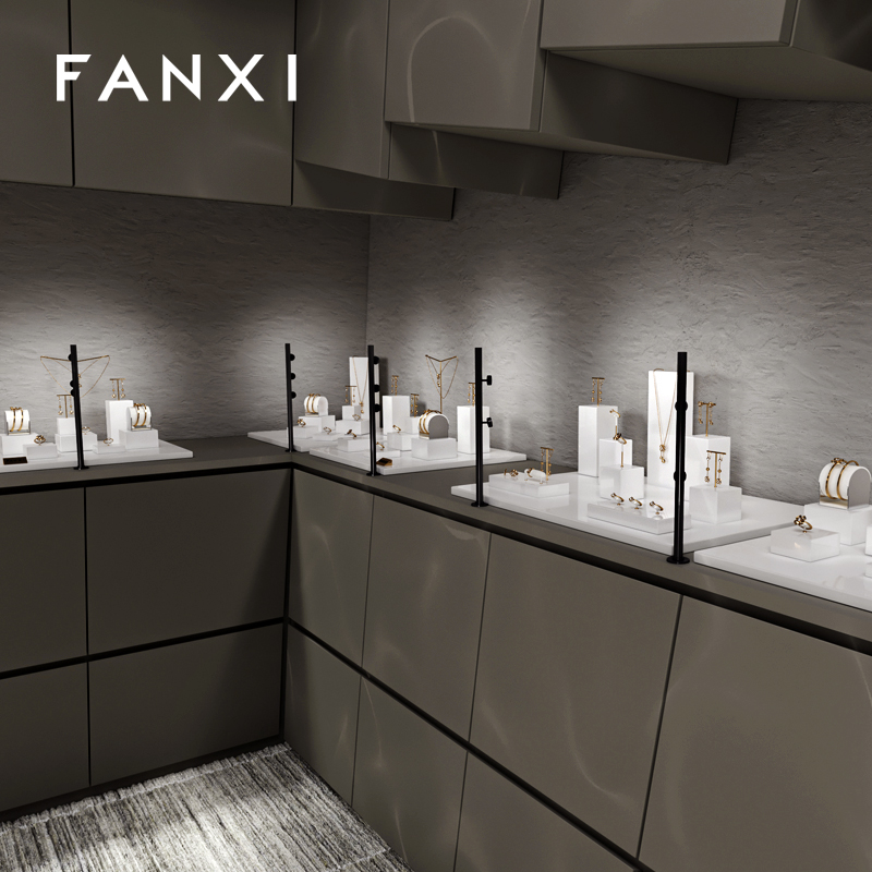 FANXI luxury White MDF spray paint Jewelry Display