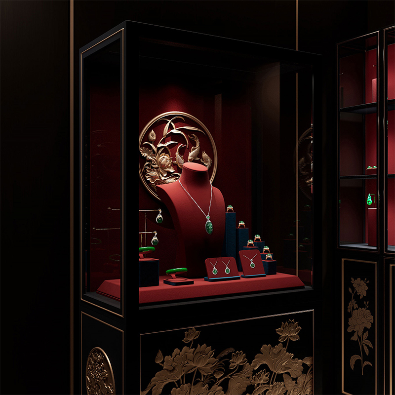 FANXI custom Green and Red Microfiber leather jewellery display