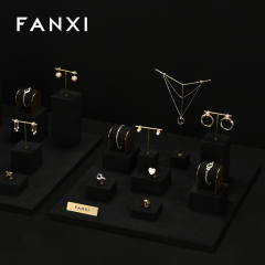 FANXI high end Black Microfiber jewelry display stand set