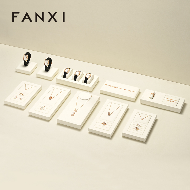 FANXI high quality Beige Microfiber necklace display