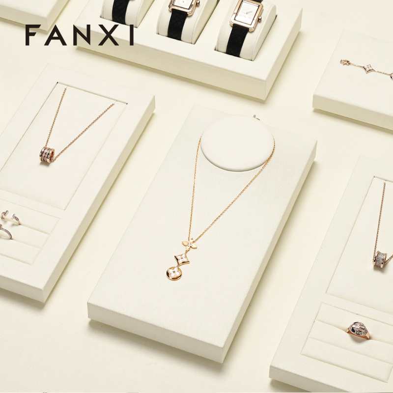 FANXI high quality Beige Microfiber necklace display