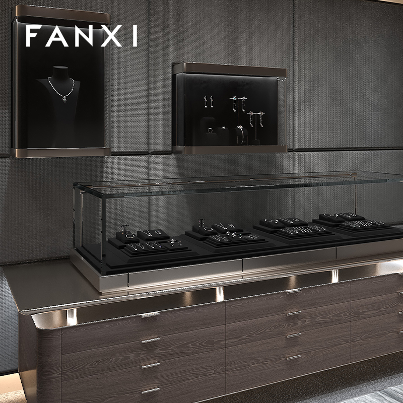 FANXI new arrival black Microfiber luxury jewellery display