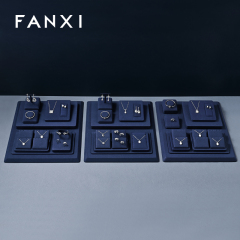 FANXI high quality Blue Microfiber luxurious jewelry display
