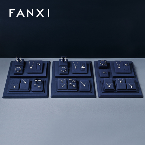 FANXI high quality Blue Microfiber luxurious jewelry display