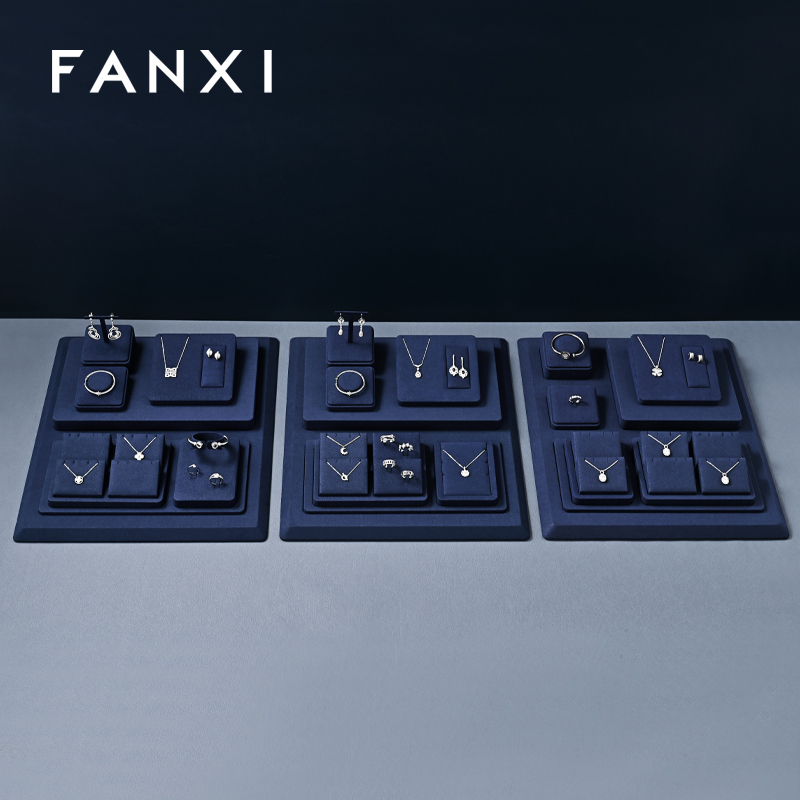 FANXI high quality Blue Microfiber luxurious jewelry display