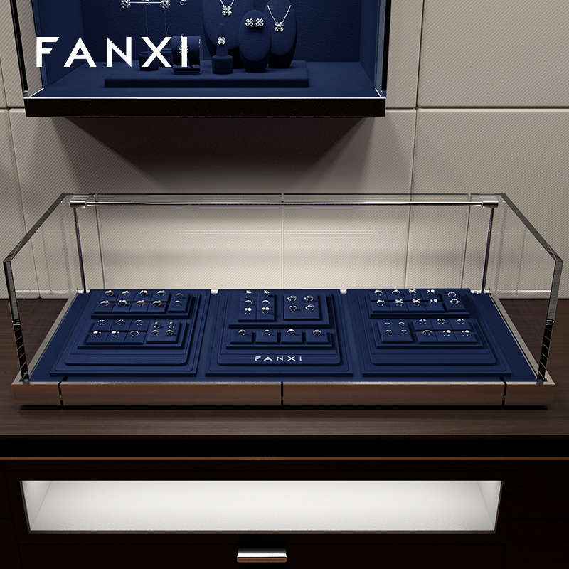 FANXI factory Blue Microfiber Jewelry display set series