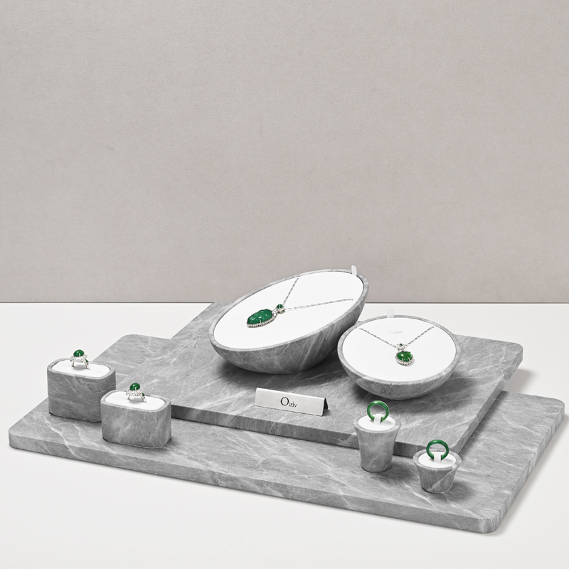 FANXI high quality gray leather luxury jewelry display set