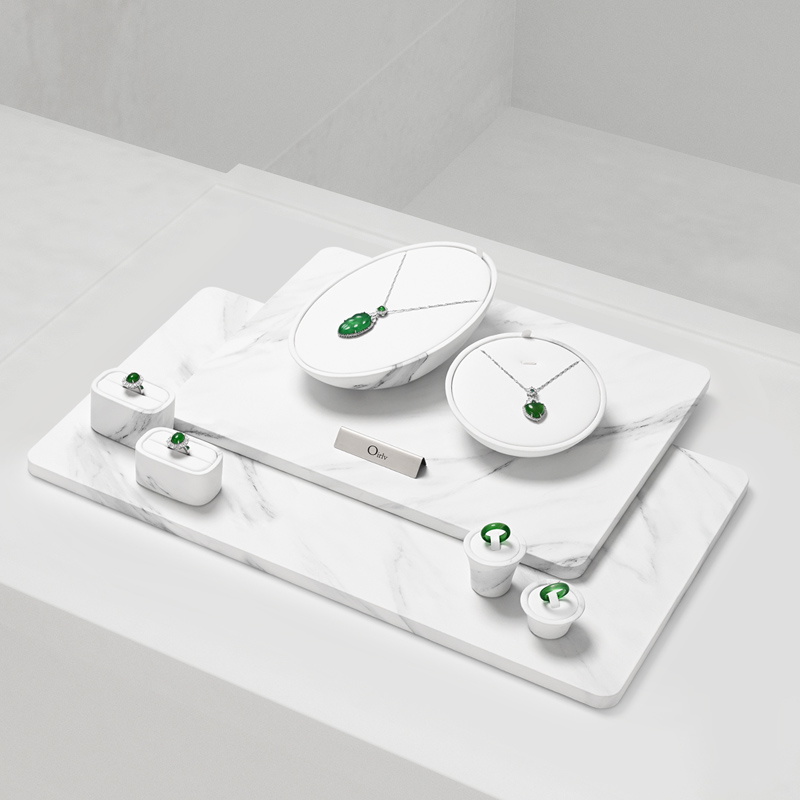 FANXI hot sale white leather luxury jewelry display set
