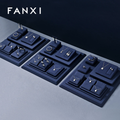 FANXI high quality Blue Microfiber luxurious jewelry display