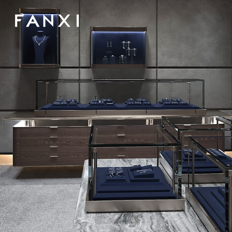 FANXI high quality Blue Microfiber luxurious jewelry display