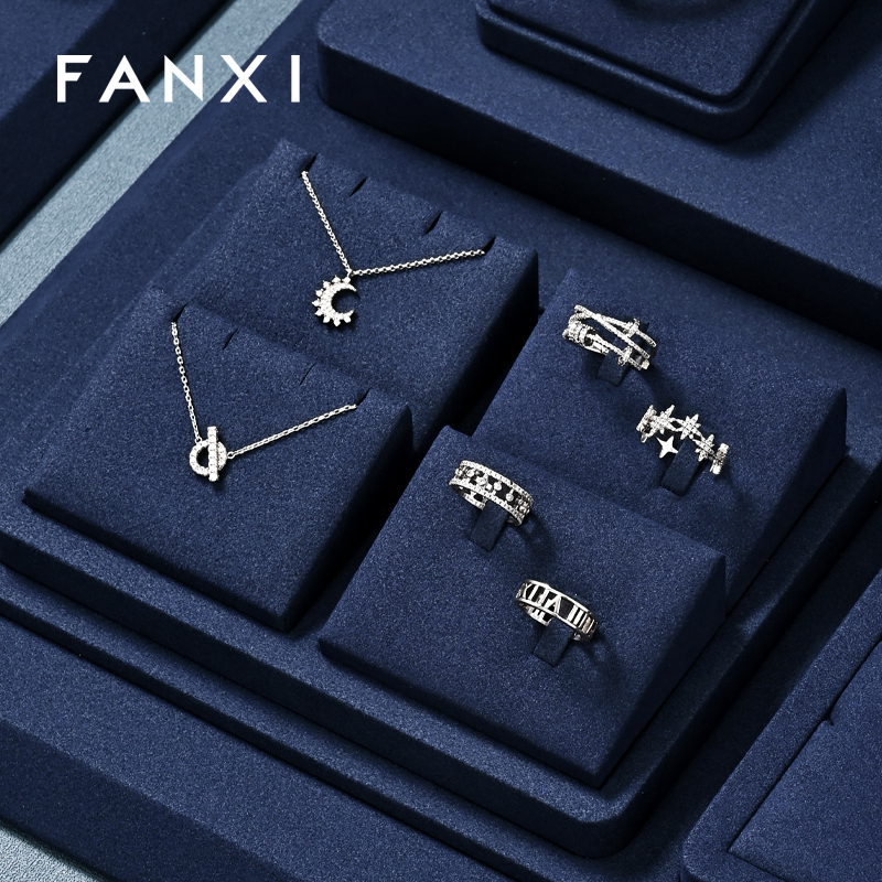 FANXI high quality Blue Microfiber luxurious jewelry display