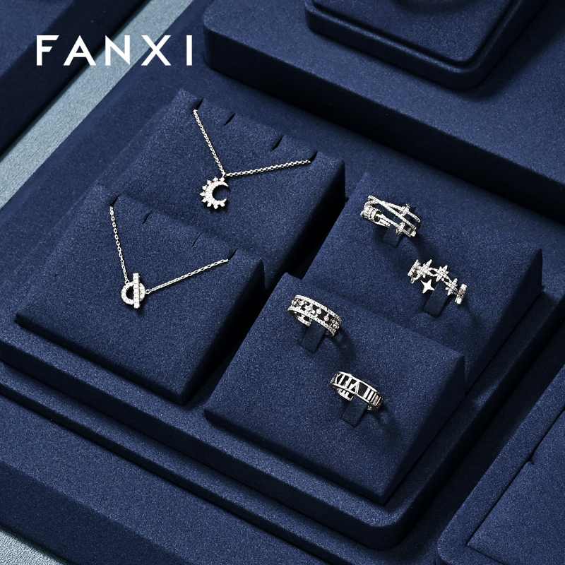 FANXI high quality Blue Microfiber luxurious jewelry display