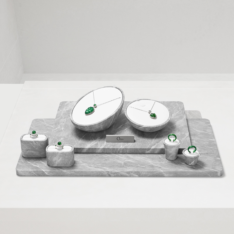 FANXI high quality gray leather luxury jewelry display set