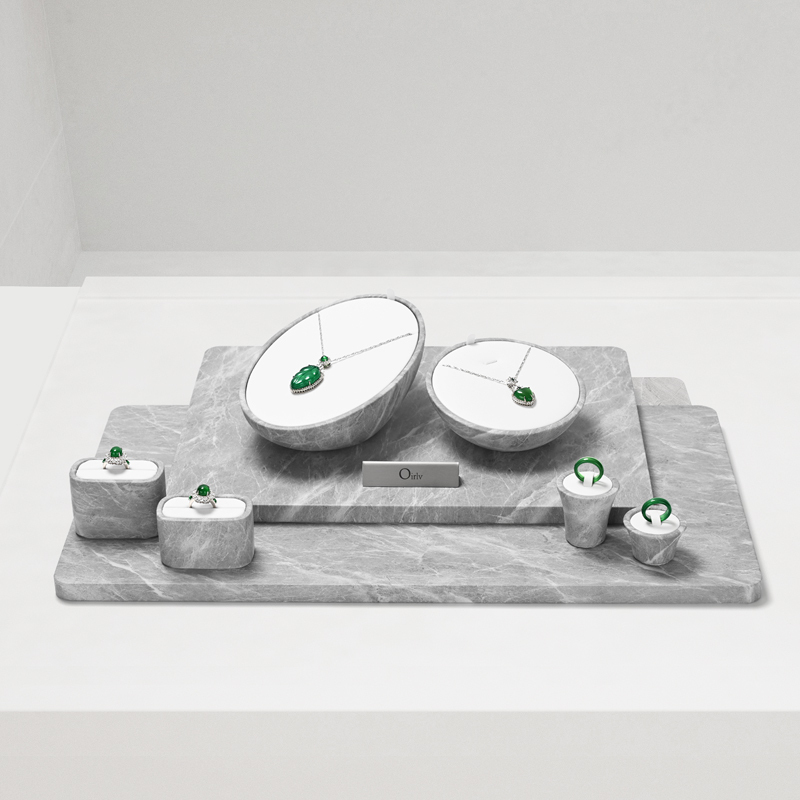 FANXI high quality gray leather luxury jewelry display set