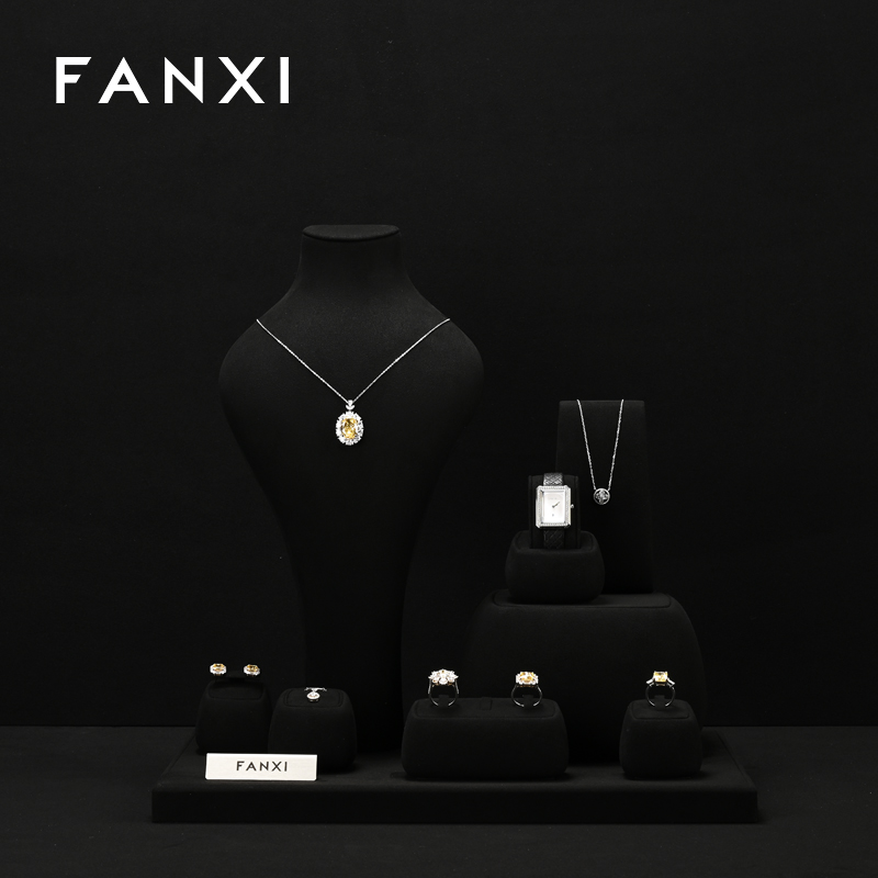 FANXI high end Black Microfiber jewelry presentation