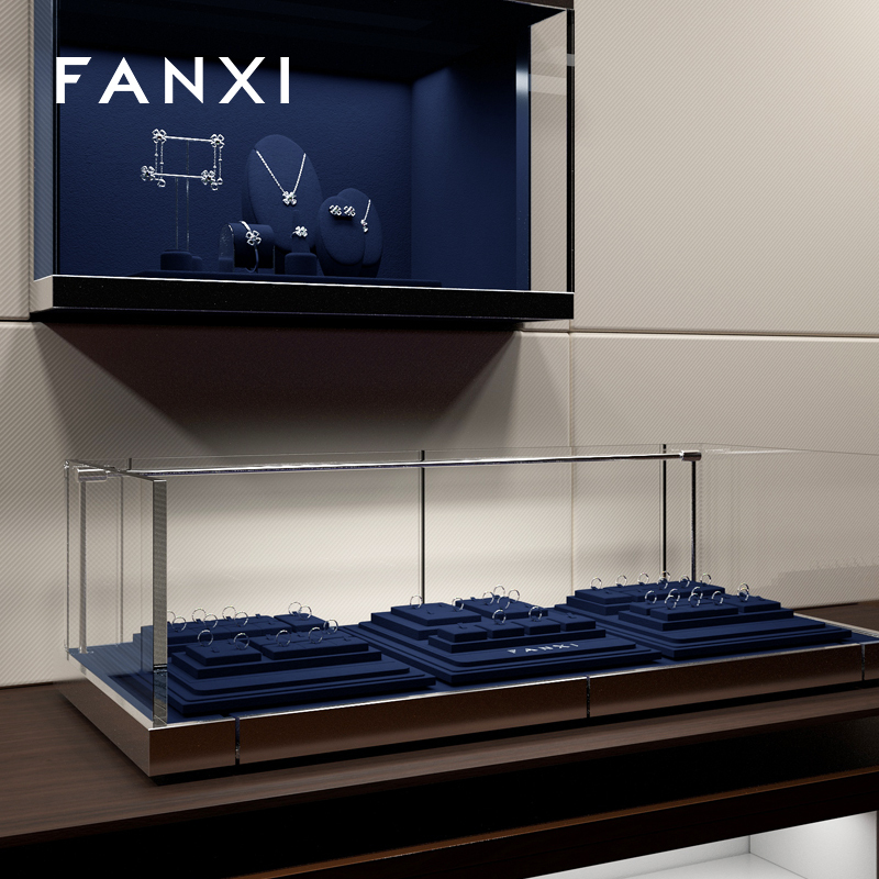 FANXI factory Blue Microfiber Jewelry display set series