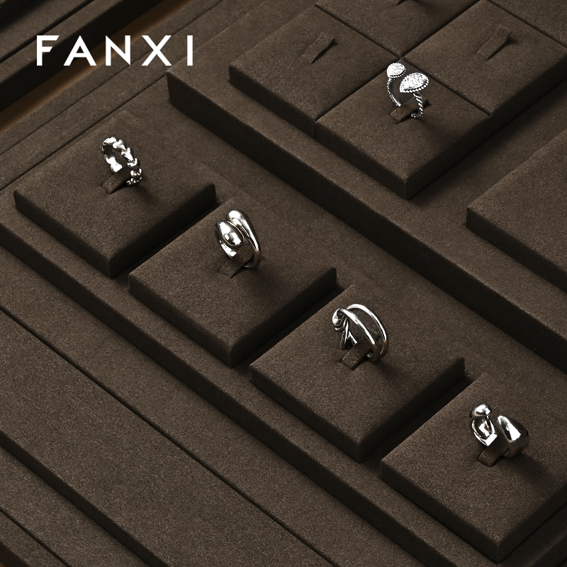 FANXI luxury Brown Microfiber jewellery ring display