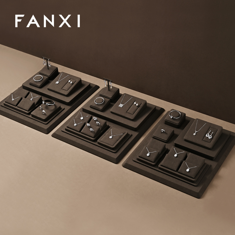 FANXI new arrival Brown Microfiber jewellery ring display