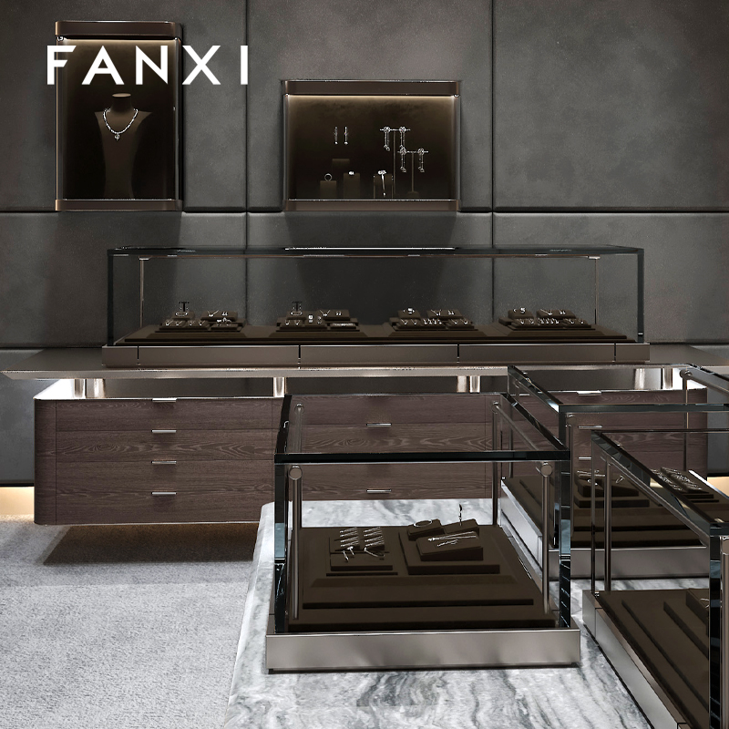 FANXI new arrival Brown Microfiber jewellery ring display