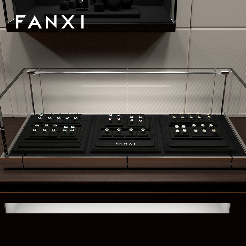 FANXI wholesale Black Microfiber jewellery ring display