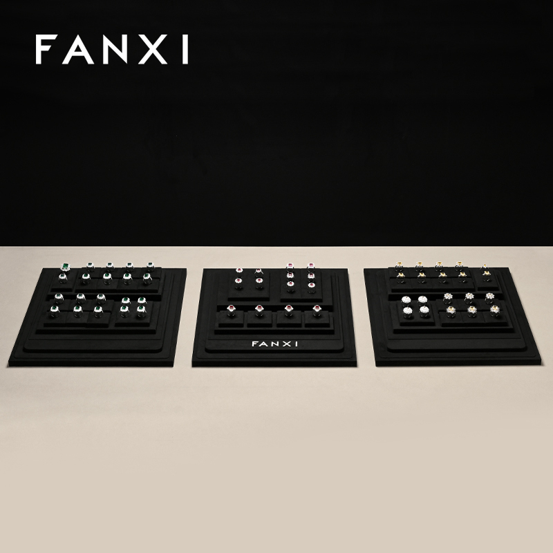 FANXI wholesale Black Microfiber jewellery ring display