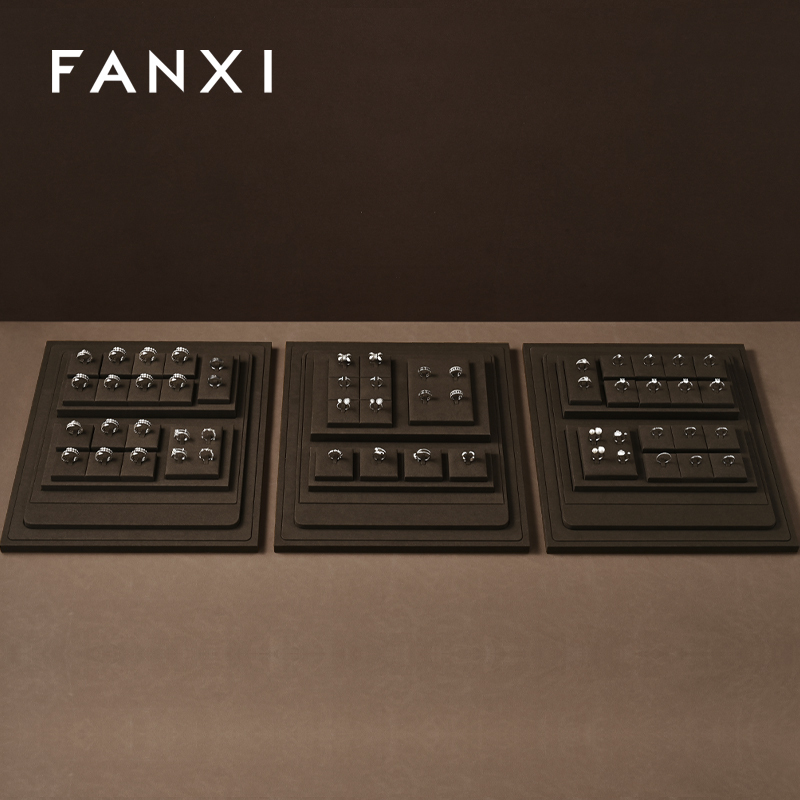 FANXI luxury Brown Microfiber jewellery ring display