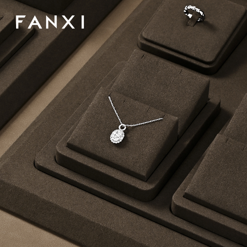 FANXI new arrival Brown Microfiber jewellery ring display