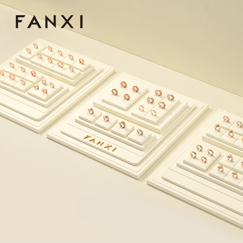 FANXI custom Beige Microfiber jewellery ring display
