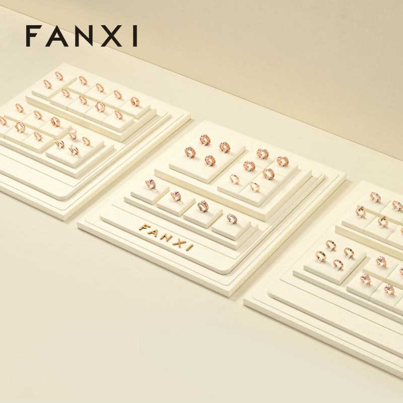 FANXI custom Beige Microfiber jewellery ring display