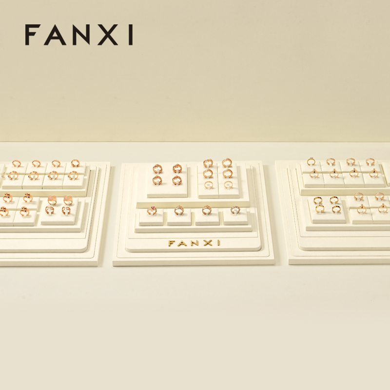 FANXI custom Beige Microfiber jewellery ring display