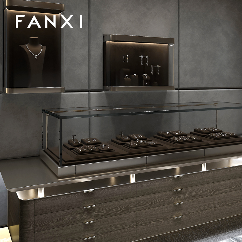 FANXI new arrival Brown Microfiber jewellery ring display