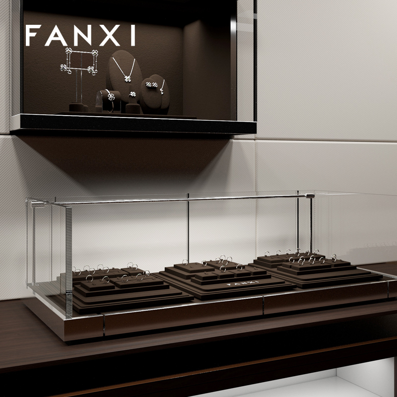FANXI luxury Brown Microfiber jewellery ring display