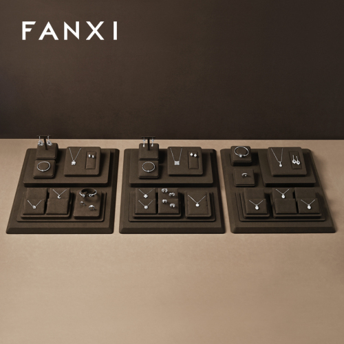 FANXI new arrival Brown Microfiber jewellery ring display