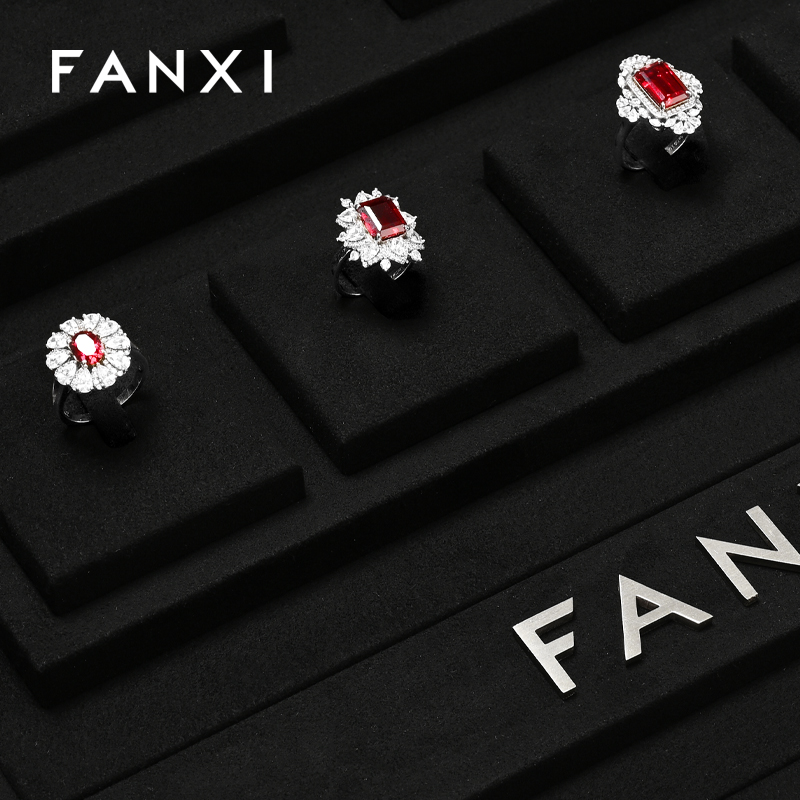 FANXI wholesale Black Microfiber jewellery ring display