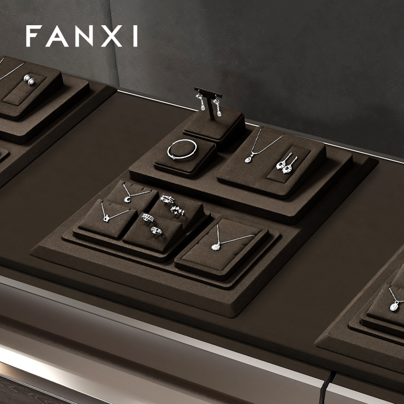 FANXI new arrival Brown Microfiber jewellery ring display