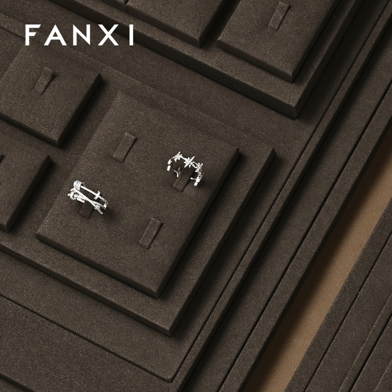 FANXI luxury Brown Microfiber jewellery ring display